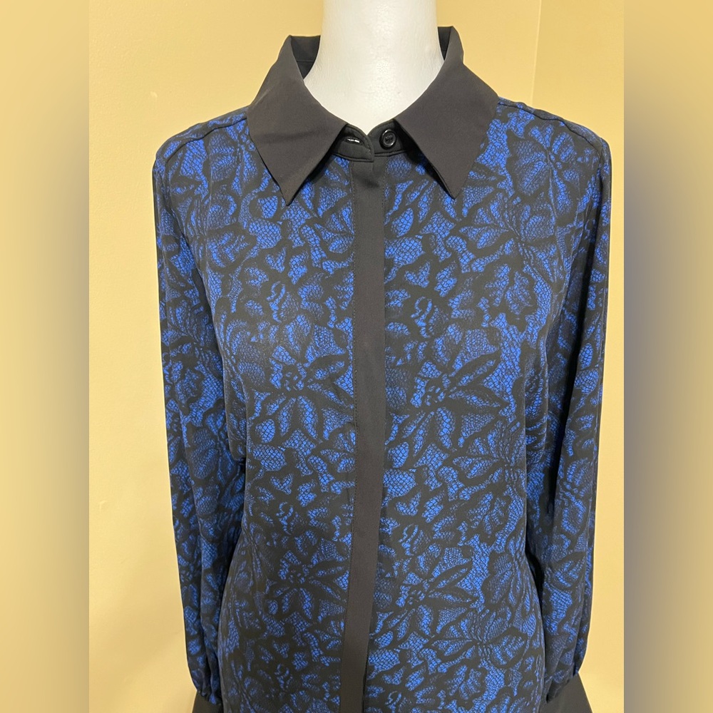 Christian Siriano Black and Blue Textured Dress - Picture 2 of 7